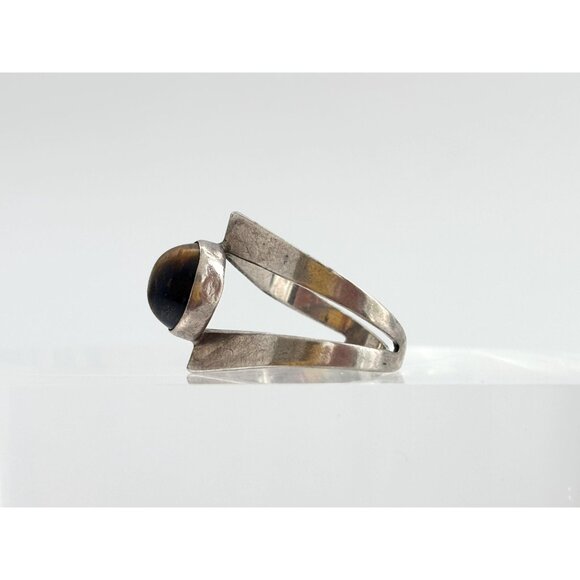 Genuine Tiger's Eye Israeli Made 925 sterling Silver Vintage Ring - sz 6.5 - Picture 7 of 10